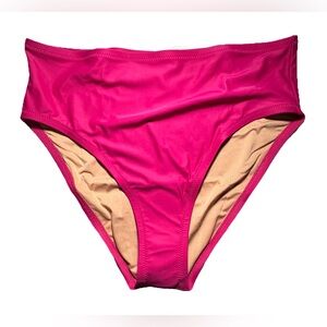 J Crew Bikini Bottom Size Medium High-Rise Full-Coverage Magenta Orchid Swim NWT